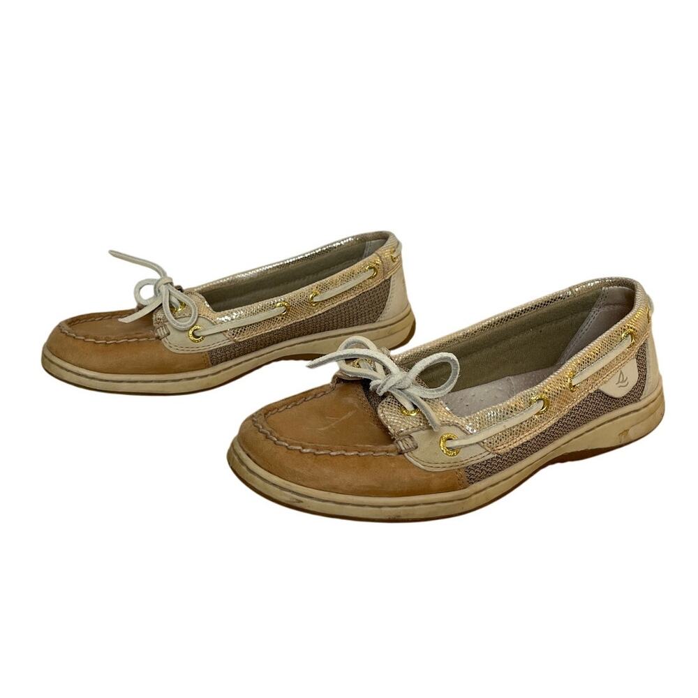 Sperry Top Sider Womens Angelfish Metallic Boat Shoe Size 6 Brown Gold Fisherman - Picture 1 of 7